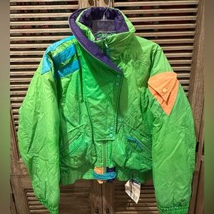 VINTAGE: Obermeyer Kids Green and Orange ski/snow Jacket